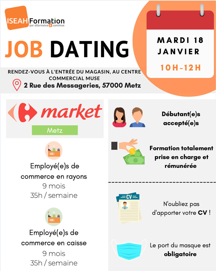 Job Dating : Carrefour Market Manom pour être employé commerce en rayon et en caisse