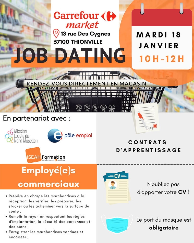 Job Dating : carrefour market à Thionville pour être employé commercial
