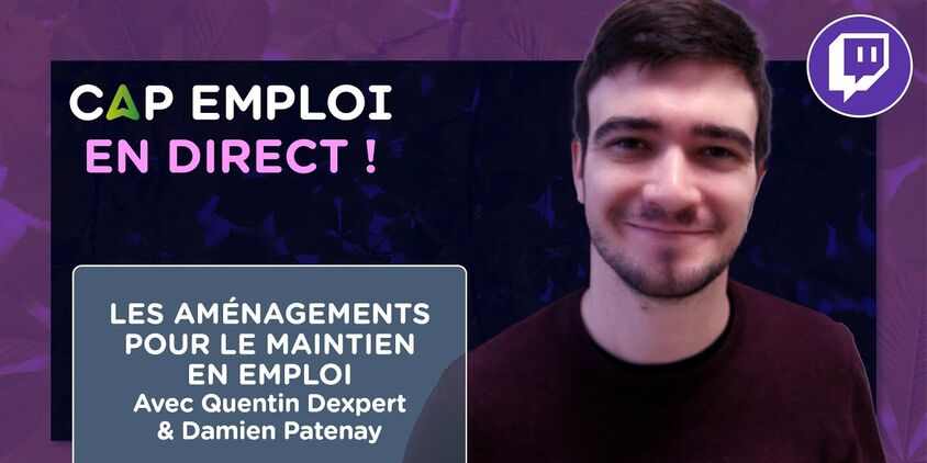 Image de Quentin Dexpert souriant avec le logo de CAP EMPLOI EN DIRECT !